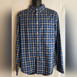 Goodfellow & Co Blue Black Plaid Men's Shirt Slim Size Large P-2700